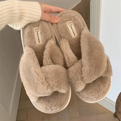 Heart Love Fluffy Fur Slippers