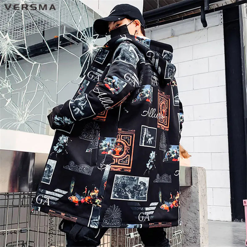 VERSMA Vintage Japanese Harajuku Hooded Trench Coat