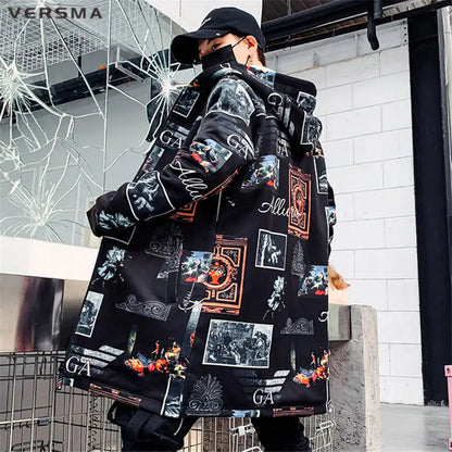 VERSMA Vintage Japanese Harajuku Hooded Trench Coat