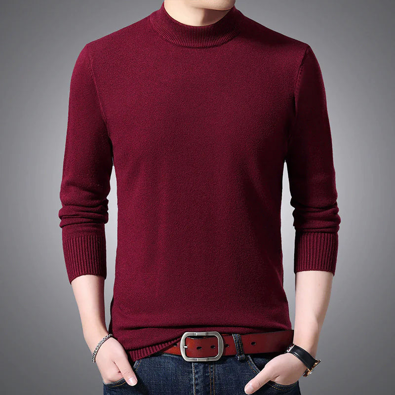 Thick Knit Half-High Collar Pullover Sweater