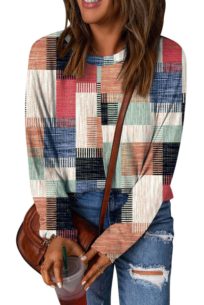 LOMON Womens Long Sleeve Round Neck Shirts Fashion Printed Tee Fall Tops Outfits Clothes 2024