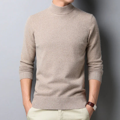 Thick Knit Half-High Collar Pullover Sweater