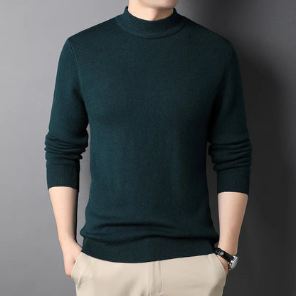 Thick Knit Half-High Collar Pullover Sweater