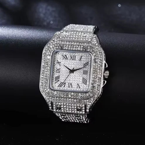 Unisex Iced Moissanite Bust Down Watch